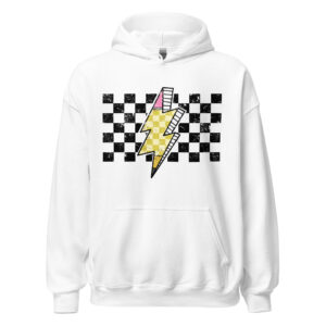 Checkered Lightning Bolt Pencil Unisex Hoodie